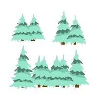 conjunto de árbol de invierno. ilustración plana de dibujos animados vector