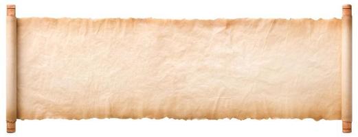 old parchment paper scroll sheet vintage aged or texture isolated on white background photo