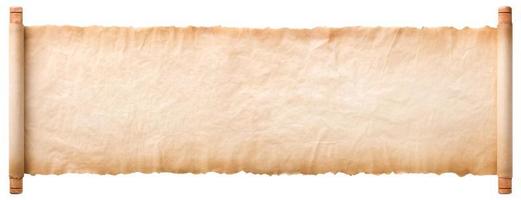 old parchment paper scroll sheet vintage aged or texture isolated on white background photo