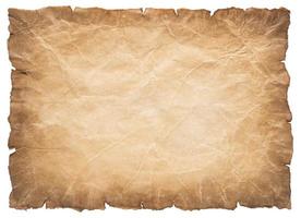 old parchment paper sheet vintage aged or texture isolated on white background photo