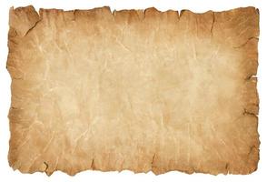 old parchment paper sheet vintage aged or texture isolated on white background photo