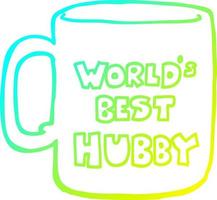 cold gradient line drawing worlds best hubby mug vector