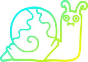 cold gradient line drawing cartoon snail vector