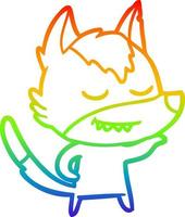 rainbow gradient line drawing friendly cartoon wolf vector