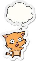 cartoon cat and thought bubble as a printed sticker vector