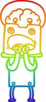 rainbow gradient line drawing cartoon robot vector