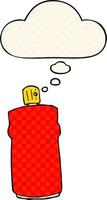 cartoon spray can and thought bubble in comic book style vector