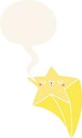 cartoon shooting star and speech bubble in retro style vector