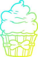 línea de gradiente frío dibujo cupcake elegante de dibujos animados vector
