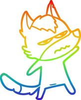 rainbow gradient line drawing cartoon annoyed wolf vector