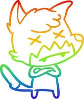 rainbow gradient line drawing cartoon dead fox vector