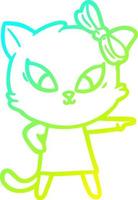 cold gradient line drawing cartoon cat vector