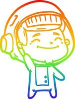 rainbow gradient line drawing happy cartoon astronaut vector