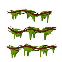 Set of branches with moss and green grass vector