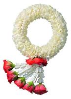 jasmine garland symbol of Mothers day in thailand on white background with clipping path photo