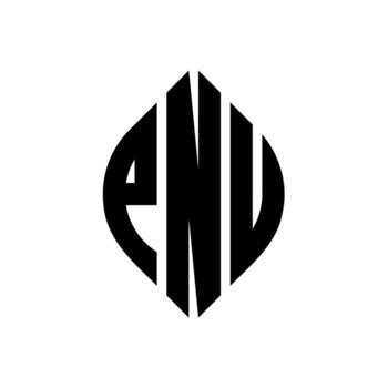 PNU circle letter logo design with circle and ellipse shape. PNU ellipse letters with typographic style. The three initials form a circle logo. PNU Circle Emblem Abstract Monogram Letter Mark Vector. vector