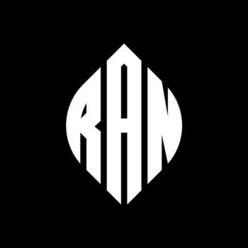 RAN circle letter logo design with circle and ellipse shape. RAN ellipse letters with typographic style. The three initials form a circle logo. RAN Circle Emblem Abstract Monogram Letter Mark Vector. vector