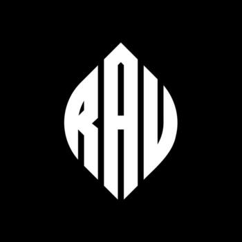 RAU circle letter logo design with circle and ellipse shape. RAU ellipse letters with typographic style. The three initials form a circle logo. RAU Circle Emblem Abstract Monogram Letter Mark Vector. vector