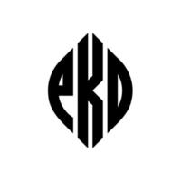 diseño de logotipo de letra de círculo pkd con forma de círculo y elipse. letras de elipse pkd con estilo tipográfico. las tres iniciales forman un logo circular. vector de marca de letra de monograma abstracto del emblema del círculo pkd.