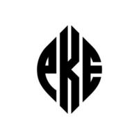 diseño de logotipo de letra de círculo pke con forma de círculo y elipse. pke letras elipses con estilo tipográfico. las tres iniciales forman un logo circular. vector de marca de letra de monograma abstracto del emblema del círculo pke.