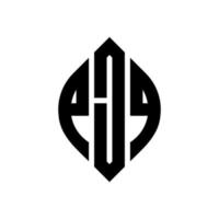 PJQ circle letter logo design with circle and ellipse shape. PJQ ellipse letters with typographic style. The three initials form a circle logo. PJQ Circle Emblem Abstract Monogram Letter Mark Vector. vector