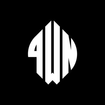 QWN circle letter logo design with circle and ellipse shape. QWN ellipse letters with typographic style. The three initials form a circle logo. QWN Circle Emblem Abstract Monogram Letter Mark Vector. vector
