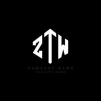 ZTW letter logo design with polygon shape. ZTW polygon and cube shape logo design. ZTW hexagon vector logo template white and black colors. ZTW monogram, business and real estate logo.