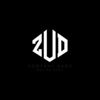 ZUD letter logo design with polygon shape. ZUD polygon and cube shape logo design. ZUD hexagon vector logo template white and black colors. ZUD monogram, business and real estate logo.