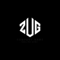 ZUG letter logo design with polygon shape. ZUG polygon and cube shape logo design. ZUG hexagon vector logo template white and black colors. ZUG monogram, business and real estate logo.