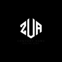 ZUA letter logo design with polygon shape. ZUA polygon and cube shape logo design. ZUA hexagon vector logo template white and black colors. ZUA monogram, business and real estate logo.