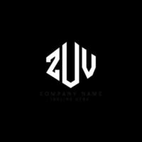 ZUV letter logo design with polygon shape. ZUV polygon and cube shape logo design. ZUV hexagon vector logo template white and black colors. ZUV monogram, business and real estate logo.