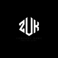 ZUK letter logo design with polygon shape. ZUK polygon and cube shape logo design. ZUK hexagon vector logo template white and black colors. ZUK monogram, business and real estate logo.