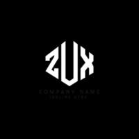 ZUX letter logo design with polygon shape. ZUX polygon and cube shape logo design. ZUX hexagon vector logo template white and black colors. ZUX monogram, business and real estate logo.