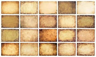 collection set old parchment paper sheet vintage aged or texture isolated on white background photo