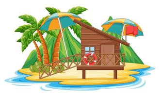 Wooden Cottage in the Beach Isolated on With Background vector