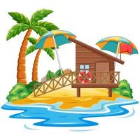 Wooden Cottage in the Beach Isolated on With Background vector