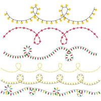 A set of different garlands in a flat style for decorating Christmas cards, invitations, leaflets, banners. Color vector illustration in flat style, isolated on a white background