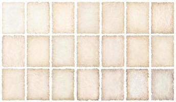 collection set old parchment paper sheet vintage aged or texture isolated on white background photo