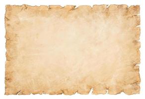 old parchment paper sheet vintage aged or texture isolated on white background photo