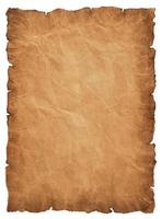 old parchment paper sheet vintage aged or texture isolated on white background photo