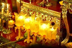 Candle lit thai culture walk in Asalha Puja day, Magha Puja day, Visakha Puja Day photo