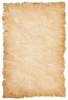 old parchment paper sheet vintage aged or texture isolated on white background photo