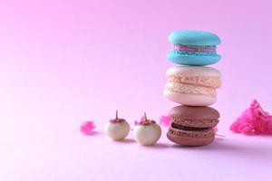 Colorful macarons or macaroons dessert sweet beautiful to eat photo