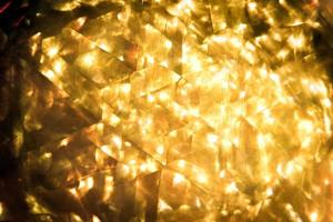 Golden glitter bokeh lighting texture Blurred abstract background for birthday, anniversary, wedding, new year eve or Christmas photo