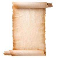 old parchment paper scroll sheet vintage aged or texture isolated on white background photo