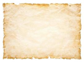 old parchment paper sheet vintage aged or texture isolated on white background photo