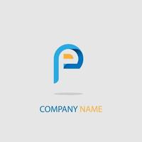 logotipo icono diseño letra p moda 3d papel plegable forma lujo azul naranja color simple elegante, vector eps 10