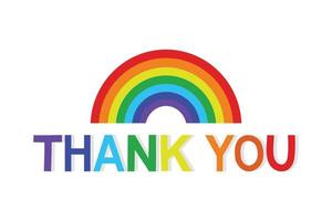 Rainbow with thank you text on white background. vector