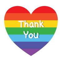 The word Thank you. Rainbow heart shape icon on white background. vector