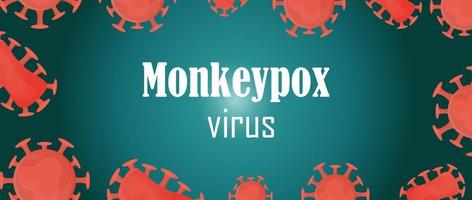 banner vectorial con virus de mono microscópico. informar sobre la prevención de la infección y la propagación de la infección viral. el fondo publicitario de la infección es la viruela del mono, bacterias, virus. vector